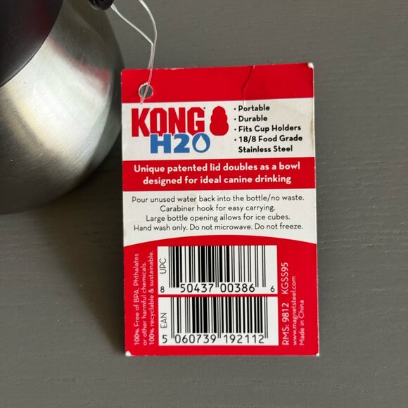 KONG Stainless Steel Dog Water Bottle, Black, 9.5-oz - Picture 5 of 9